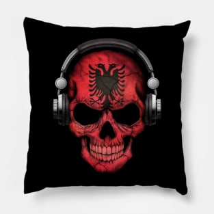 Dark Skull Deejay with Albanian Flag Pillow