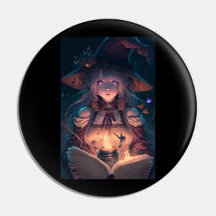 Anime Hot Wizard Girl Reading a Book of Spells Pin