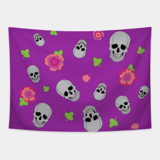 Skulls and flowers Tapestry