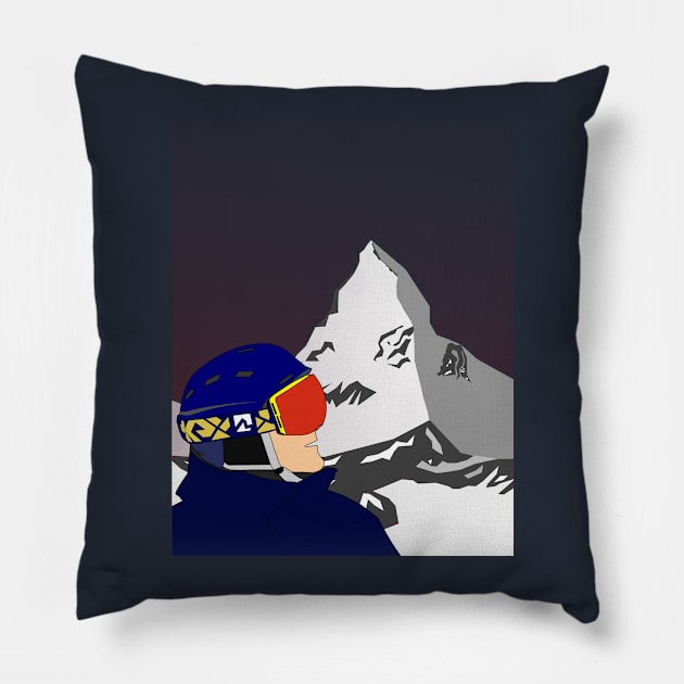 Matterhorn Skier - Call of the Mountains Pillow by ChrisWilson