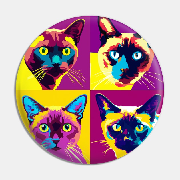 Burmese Cat Pop Art - Cat Lover Gift Pin by PawPopArt