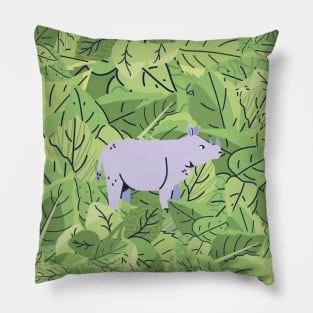 Rhino in Leaves Pillow