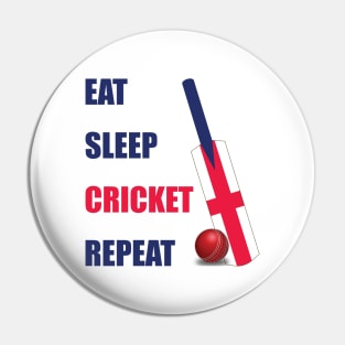 Eat Sleep Cricket Repeat England Flag Cricket Bat Pin