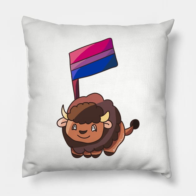 Bisexual Pride Flag Bison Pillow by nonbeenarydesigns