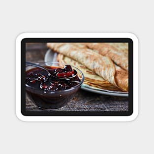 Pancakes filled with dark cherry jam Magnet