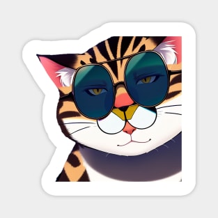 Meme Cat Funny With Sunglasses Sticker Magnet