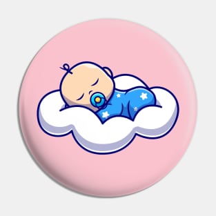 Cute Baby Sleeping On Cloud Pillow Cartoon Pin