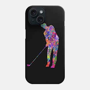 Golf player man watercolor art Phone Case