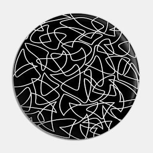 Abstract Overlapping Shapes, Drawing, White on Black Pin