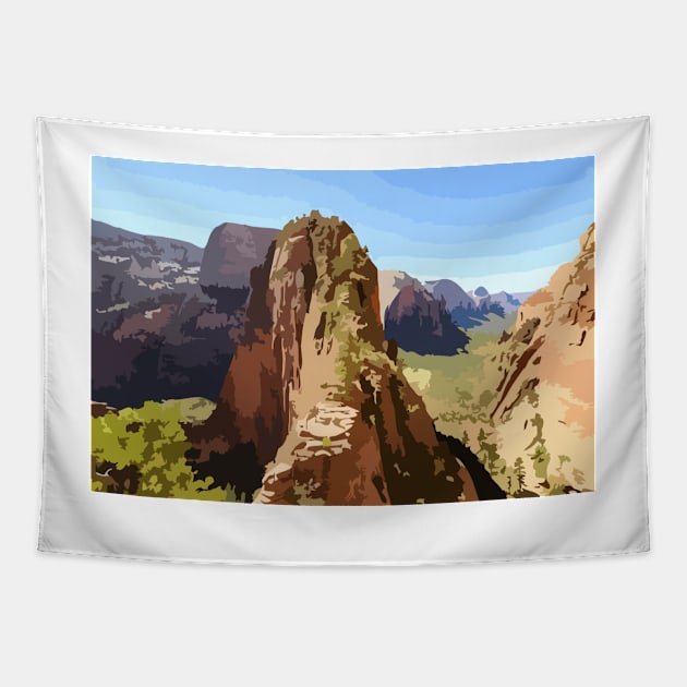 Zion National Park Digital Painting Tapestry by gktb