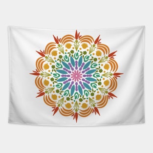 Rainbow Floral Mandala Tapestry