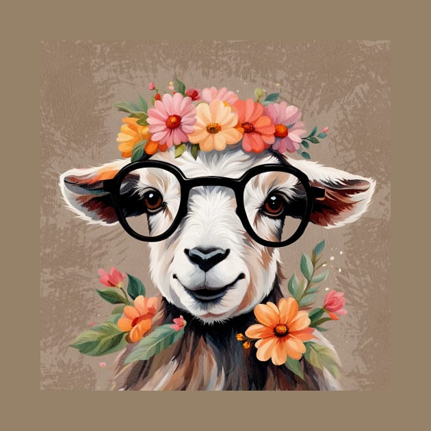 Funny Princess Baby Goat Wearing Glasses by LittleBean