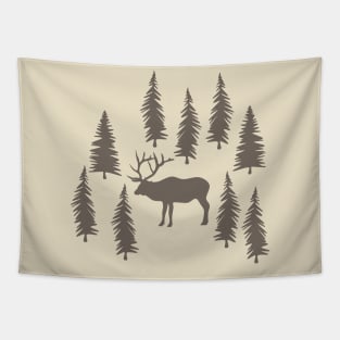 Elk In Forest (Rustic) Tapestry