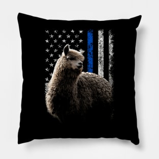 Llama American Flag Tee for Admirers of Andean Elegance Pillow