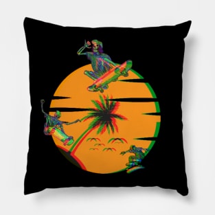 Trippy skeletons skateboarding Pillow