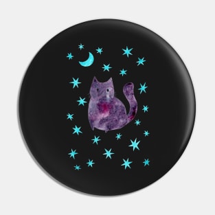 Purple Cat with Blue Stars Pin