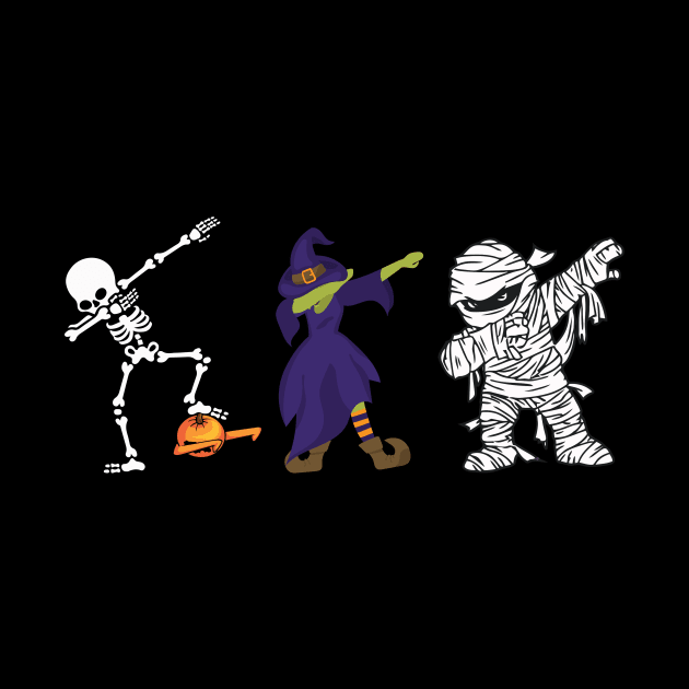 halloween dabbing team mummy witch skeleton pumpkin by Mced