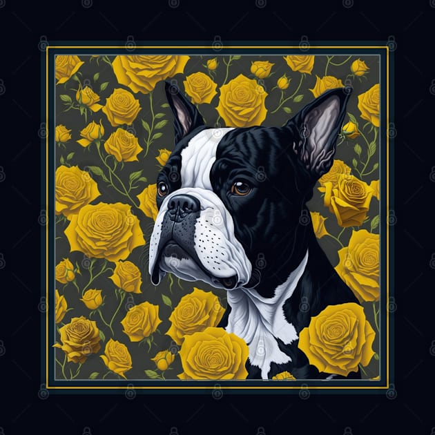 Boston Terrier yellow roses 2 by xlhombat