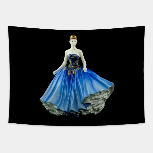 Bone China Figurine wearing a Blue Dress Tapestry by Russell102