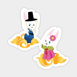 Rabbits in hanbok Magnet