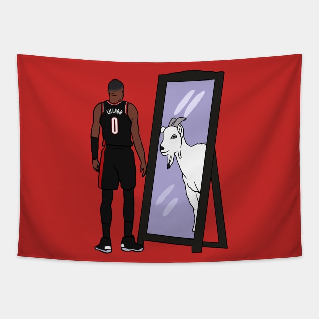 Damian Lillard Mirror GOAT Tapestry by rattraptees