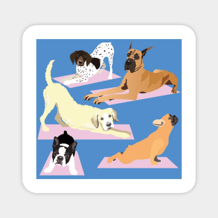 Yoga Dogs Denim Blue and Pink Magnet