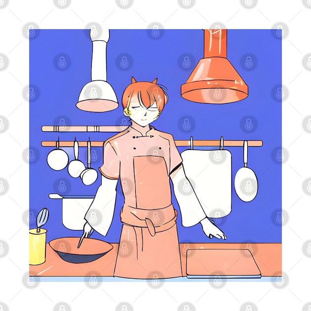 orange cat cooking 04 by Kopandavil