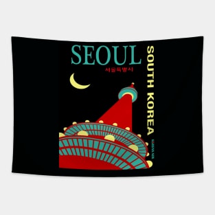 Seoul South Korea Vintage Travel and Tourism Advertising Print Tapestry