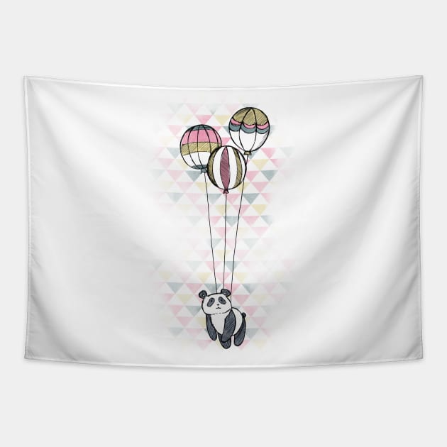 Cute Panda-monium Balloons! Tapestry by kaliyuga