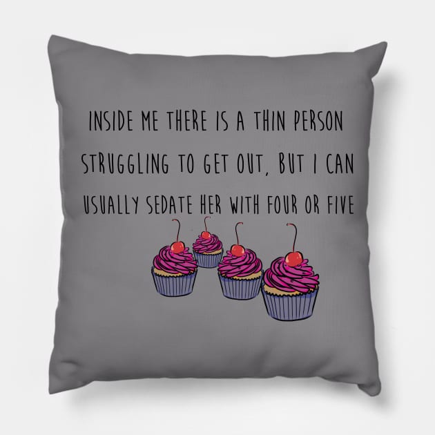 Thin Person's Cupcake Pillow by AltTabStudio