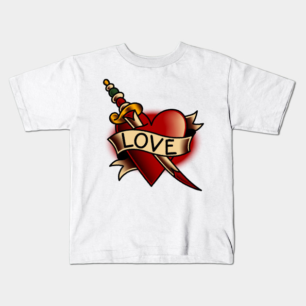 American Traditional Love Heart Banner Tattoo Tattoo Kids T