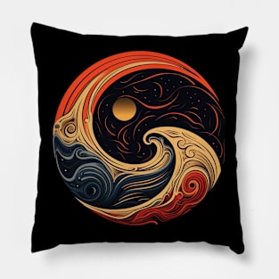 sunset and waves logo Pillow