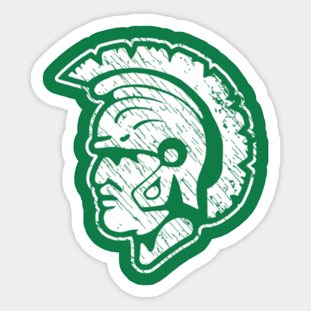 Vintage Spartan Head Michigan State Sticker Teepublic