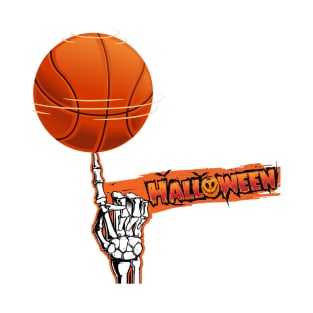 Funny Vintage Halloween Skeleton Basketball T-Shirt