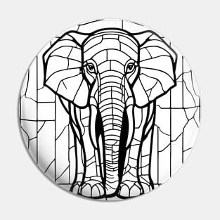 Stained Glass Elephant (Black) Pin