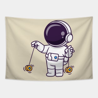 Cute Astronaut Playing Yoyo Cartoon Tapestry