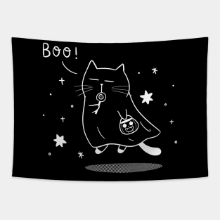 Spooky ghost cat Tapestry