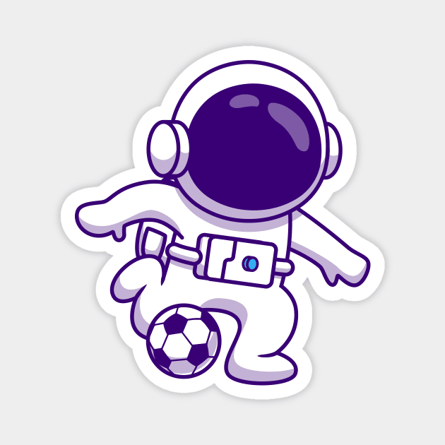 Cute Astronaut Playing Football Cartoon Magnet by Catalyst Labs