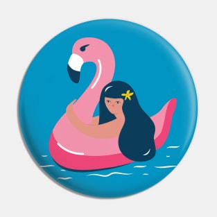 floating flamingo Pin