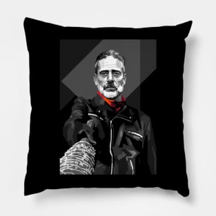 Negan with Lucille in WPAP Black & White Pillow
