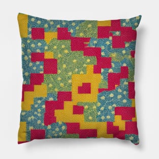 Japanese abstract pattern, vintage style Pillow