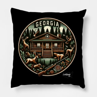 Georgia Wilderness: Forest Rhythms & Rustic Echoes - American Vintage Retro style USA State Pillow