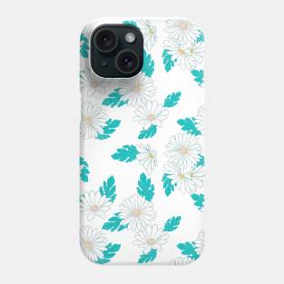 Daisy pattern, teal color palette Phone Case