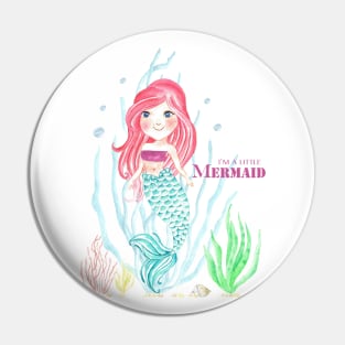 Pink hair mermaid smiling Pin