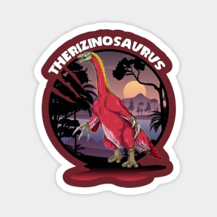 Therizinosaurus Dinosaur Design With Background Magnet