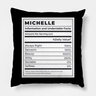 Funny Food Label Female Ingredients MICHELLE Pillow