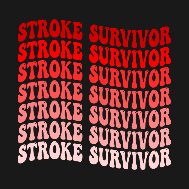 Vintage Groovy Red Awareness Ribbon Funny Stroke Survivor T-Shirt by drag is art