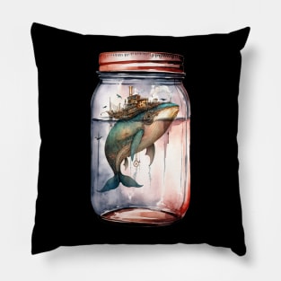Steampunk Whale in a Jar Pillow