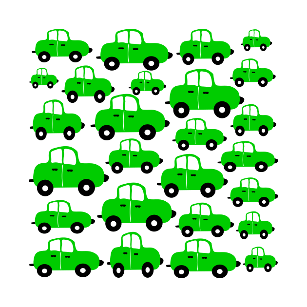 Cute green motorcars by Baobabprintstore