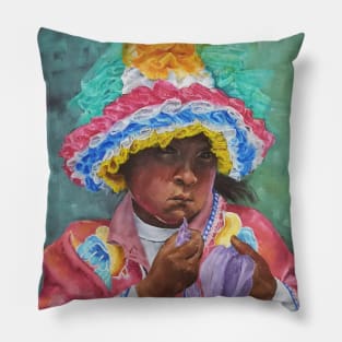 Child of tomorrow. A girl from Peru Pillow